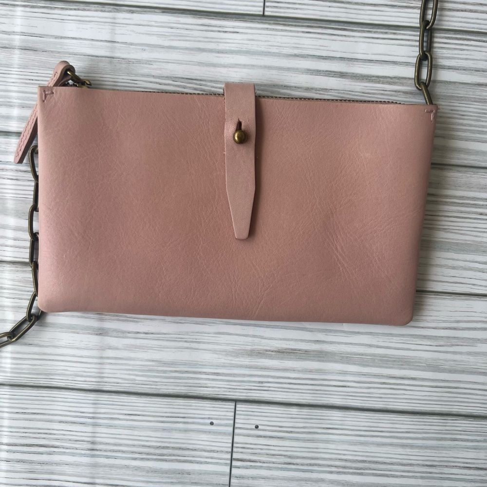 Madewell Elegant Pink Leather Clutch, Crossbody, Night out, Spring vibes